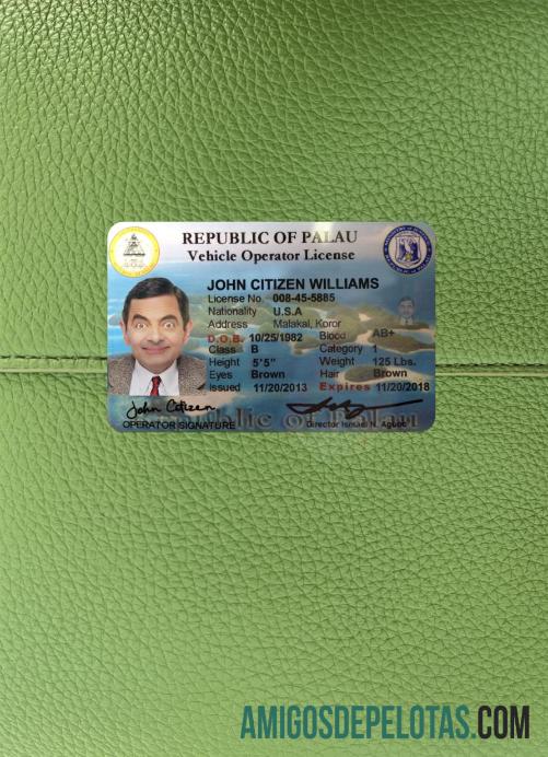 Carteira de motorista de Palau Frente Photolook exemplo real